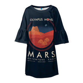 Детское платье 3D с принтом Mars Adventure Camp в Петрозаводске, 100% полиэстер | прямой силуэт, чуть расширенный к низу. Круглая горловина, на рукавах — воланы | cosmos | earth | galaxy | mars | moon | planet | space | stars | вселенная | галактика | звезды | земля | космос | луна | марс | планета