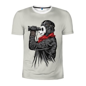 Мужская футболка 3D спортивная с принтом Панда танкист в Петрозаводске, 100% полиэстер с улучшенными характеристиками | приталенный силуэт, круглая горловина, широкие плечи, сужается к линии бедра | animal | bear | beast | panda | tank | war | война | животное | зверь | игра | медведь | панда | танк