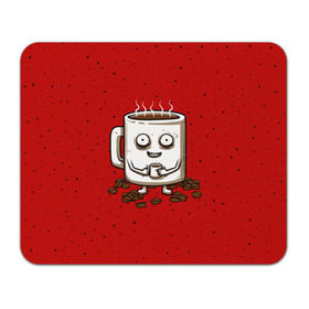 Коврик прямоугольный с принтом Кофейный пьяница в Петрозаводске, натуральный каучук | размер 230 х 185 мм; запечатка лицевой стороны | Тематика изображения на принте: coffee | tea | кофе | кружка | утро | чай | чашка