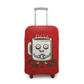Чехол для чемодана 3D с принтом Кофейный пьяница в Петрозаводске, 86% полиэфир, 14% спандекс | двустороннее нанесение принта, прорези для ручек и колес | coffee | tea | кофе | кружка | утро | чай | чашка