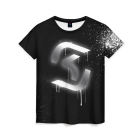 Женская футболка 3D с принтом cs:go - SK Gaming (Black collection) в Петрозаводске, 100% полиэфир ( синтетическое хлопкоподобное полотно) | прямой крой, круглый вырез горловины, длина до линии бедер | cs | csgo | sk | го | кс | ск