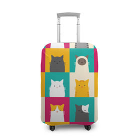 Чехол для чемодана 3D с принтом Котейки 3 в Петрозаводске, 86% полиэфир, 14% спандекс | двустороннее нанесение принта, прорези для ручек и колес | котейки | коты | кошки