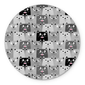 Коврик круглый с принтом Котейки в Петрозаводске, резина и полиэстер | круглая форма, изображение наносится на всю лицевую часть | котейки | коты | кошки