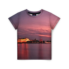 Детская футболка 3D с принтом Санкт-Петербург в Петрозаводске, 100% гипоаллергенный полиэфир | прямой крой, круглый вырез горловины, длина до линии бедер, чуть спущенное плечо, ткань немного тянется | Тематика изображения на принте: город | пейзаж