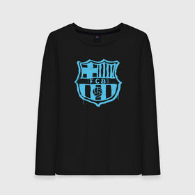 Женский лонгслив хлопок с принтом FC Barcelona - Light Blue Paint (Оригинальный стиль,рисунок краской) в Петрозаводске, 100% хлопок |  | barca | barcelona | fcb | барселона | футбол