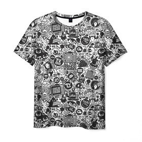 Мужская футболка 3D с принтом Стикербомбинг в Петрозаводске, 100% полиэфир | прямой крой, круглый вырез горловины, длина до линии бедер | граффити | скейт | хипстер