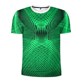 Мужская футболка 3D спортивная с принтом Абстракция зеленая в Петрозаводске, 100% полиэстер с улучшенными характеристиками | приталенный силуэт, круглая горловина, широкие плечи, сужается к линии бедра | абстракция | белый | зеленый | изгиб | красивый | необычный | новый | плавный | рисунок | стиль | цвет | четкий
