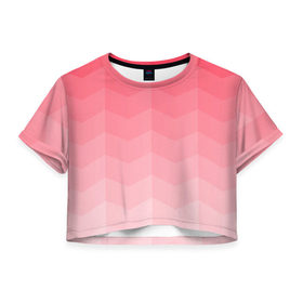 Женская футболка 3D укороченная с принтом Игра цветов в Петрозаводске, 100% полиэстер | круглая горловина, длина футболки до линии талии, рукава с отворотами | абстракция | винтаж | игра теней | переливание | переливания цветов | плавный переход | розовый | ромб | треугольник | узор