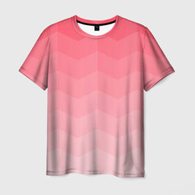 Мужская футболка 3D с принтом Игра цветов в Петрозаводске, 100% полиэфир | прямой крой, круглый вырез горловины, длина до линии бедер | абстракция | винтаж | игра теней | переливание | переливания цветов | плавный переход | розовый | ромб | треугольник | узор