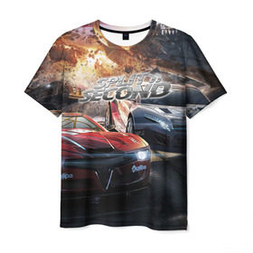 Мужская футболка 3D с принтом Split Second в Петрозаводске, 100% полиэфир | прямой крой, круглый вырез горловины, длина до линии бедер | crew | dirt | driver | grid | nfs | race | гонки