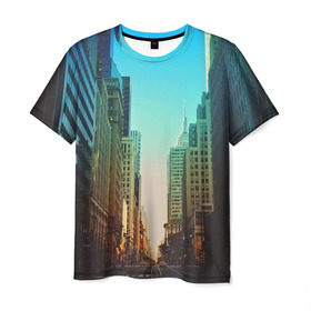 Мужская футболка 3D с принтом Street New York в Петрозаводске, 100% полиэфир | прямой крой, круглый вырез горловины, длина до линии бедер | город | пейзаж