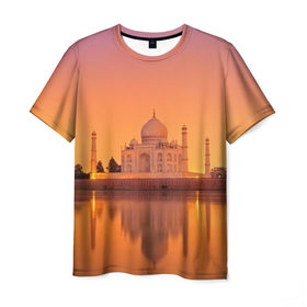 Мужская футболка 3D с принтом Taj Mahal в Петрозаводске, 100% полиэфир | прямой крой, круглый вырез горловины, длина до линии бедер | город | пейзаж | тадж махал