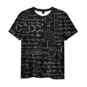 Мужская футболка 3D с принтом Химия в Петрозаводске, 100% полиэфир | прямой крой, круглый вырез горловины, длина до линии бедер | формула | шпаргалка