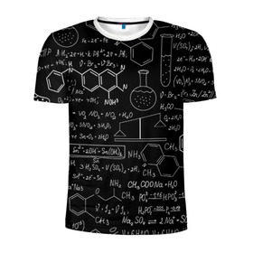 Мужская футболка 3D спортивная с принтом Химия в Петрозаводске, 100% полиэстер с улучшенными характеристиками | приталенный силуэт, круглая горловина, широкие плечи, сужается к линии бедра | формула | шпаргалка