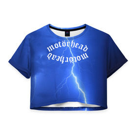 Женская футболка 3D укороченная с принтом Motorhead в Петрозаводске, 100% полиэстер | круглая горловина, длина футболки до линии талии, рукава с отворотами | 