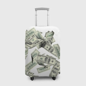 Чехол для чемодана 3D с принтом Денежный ветер в Петрозаводске, 86% полиэфир, 14% спандекс | двустороннее нанесение принта, прорези для ручек и колес | баксы | банкноты | деньги | доллары | купюры