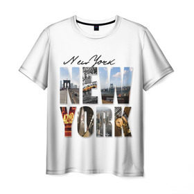 Мужская футболка 3D с принтом Улицы Нью-Йорка в Петрозаводске, 100% полиэфир | прямой крой, круглый вырез горловины, длина до линии бедер | Тематика изображения на принте: new | us | york | город | соединенные штаты америки | сша