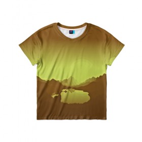Детская футболка 3D с принтом Firewatch в Петрозаводске, 100% гипоаллергенный полиэфир | прямой крой, круглый вырез горловины, длина до линии бедер, чуть спущенное плечо, ткань немного тянется | закат | файрвотч