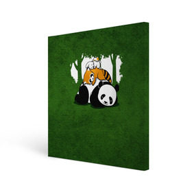 Холст квадратный с принтом Милая панда в Петрозаводске, 100% ПВХ |  | большая | джунгли | енот | зайка | милая | панда | пушистая