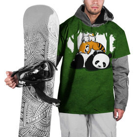 Накидка на куртку 3D с принтом Милая панда в Петрозаводске, 100% полиэстер |  | большая | джунгли | енот | зайка | милая | панда | пушистая