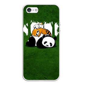 Чехол для iPhone 5/5S матовый с принтом Милая панда в Петрозаводске, Силикон | Область печати: задняя сторона чехла, без боковых панелей | большая | джунгли | енот | зайка | милая | панда | пушистая