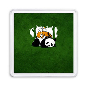 Магнит 55*55 с принтом Милая панда в Петрозаводске, Пластик | Размер: 65*65 мм; Размер печати: 55*55 мм | большая | джунгли | енот | зайка | милая | панда | пушистая