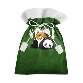 Подарочный 3D мешок с принтом Милая панда в Петрозаводске, 100% полиэстер | Размер: 29*39 см | Тематика изображения на принте: большая | джунгли | енот | зайка | милая | панда | пушистая