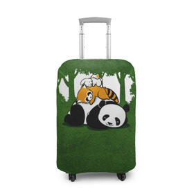 Чехол для чемодана 3D с принтом Милая панда в Петрозаводске, 86% полиэфир, 14% спандекс | двустороннее нанесение принта, прорези для ручек и колес | большая | джунгли | енот | зайка | милая | панда | пушистая