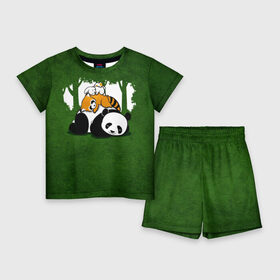 Детский костюм с шортами 3D с принтом Милая панда в Петрозаводске,  |  | большая | джунгли | енот | зайка | милая | панда | пушистая