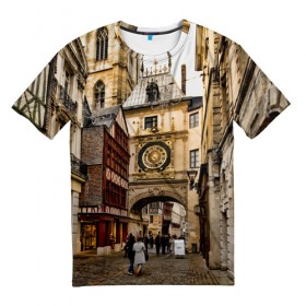 Мужская футболка 3D с принтом Улицы Парижа в Петрозаводске, 100% полиэфир | прямой крой, круглый вырез горловины, длина до линии бедер | paris | архитектура | город