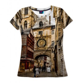Женская футболка 3D с принтом Улицы Парижа в Петрозаводске, 100% полиэфир ( синтетическое хлопкоподобное полотно) | прямой крой, круглый вырез горловины, длина до линии бедер | paris | архитектура | город