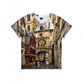 Детская футболка 3D с принтом Улицы Парижа в Петрозаводске, 100% гипоаллергенный полиэфир | прямой крой, круглый вырез горловины, длина до линии бедер, чуть спущенное плечо, ткань немного тянется | Тематика изображения на принте: paris | архитектура | город