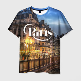 Мужская футболка 3D с принтом Улицы Парижа в Петрозаводске, 100% полиэфир | прямой крой, круглый вырез горловины, длина до линии бедер | 