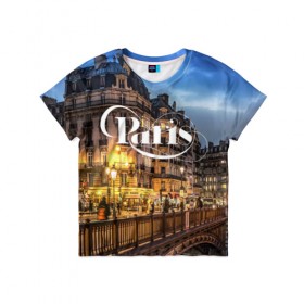 Детская футболка 3D с принтом Улицы Парижа в Петрозаводске, 100% гипоаллергенный полиэфир | прямой крой, круглый вырез горловины, длина до линии бедер, чуть спущенное плечо, ткань немного тянется | Тематика изображения на принте: 
