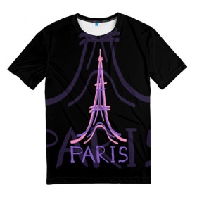 Мужская футболка 3D с принтом Париж в Петрозаводске, 100% полиэфир | прямой крой, круглый вырез горловины, длина до линии бедер | architecture | eiffel tower | france | paris | архитектура | париж | франция | эйфелева башня