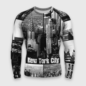 Мужской рашгард 3D с принтом Улицы Нью Йорка в Петрозаводске,  |  | city | collage | houses | new york | skyscrapers | streets | usa | город | дома | коллаж | нью йорка | сша | улицы