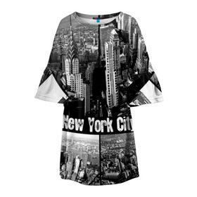Детское платье 3D с принтом Улицы Нью-Йорка в Петрозаводске, 100% полиэстер | прямой силуэт, чуть расширенный к низу. Круглая горловина, на рукавах — воланы | Тематика изображения на принте: city | collage | houses | new york | skyscrapers | streets | usa | город | дома | коллаж | нью йорка | сша | улицы
