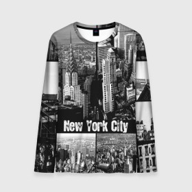 Мужской лонгслив 3D с принтом Улицы Нью-Йорка в Петрозаводске, 100% полиэстер | длинные рукава, круглый вырез горловины, полуприлегающий силуэт | city | collage | houses | new york | skyscrapers | streets | usa | город | дома | коллаж | нью йорка | сша | улицы