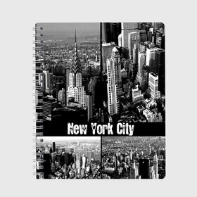 Тетрадь с принтом Улицы Нью-Йорка в Петрозаводске, 100% бумага | 48 листов, плотность листов — 60 г/м2, плотность картонной обложки — 250 г/м2. Листы скреплены сбоку удобной пружинной спиралью. Уголки страниц и обложки скругленные. Цвет линий — светло-серый
 | Тематика изображения на принте: city | collage | houses | new york | skyscrapers | streets | usa | город | дома | коллаж | нью йорка | сша | улицы