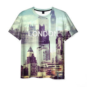 Мужская футболка 3D с принтом Улицы Лондона в Петрозаводске, 100% полиэфир | прямой крой, круглый вырез горловины, длина до линии бедер | collage | england | london | англия | коллаж | лондон