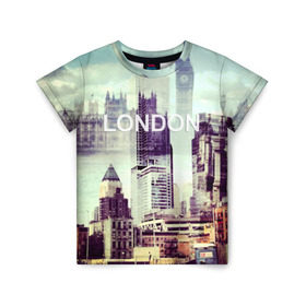 Детская футболка 3D с принтом Улицы Лондона в Петрозаводске, 100% гипоаллергенный полиэфир | прямой крой, круглый вырез горловины, длина до линии бедер, чуть спущенное плечо, ткань немного тянется | collage | england | london | англия | коллаж | лондон