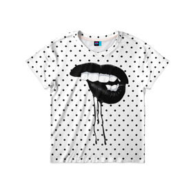 Детская футболка 3D с принтом Black Lips в Петрозаводске, 100% гипоаллергенный полиэфир | прямой крой, круглый вырез горловины, длина до линии бедер, чуть спущенное плечо, ткань немного тянется | black | girl | lips | lipstick | love | губы | девушка | женщина | любовь | помада | страсть | черный