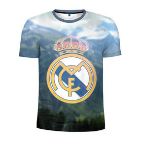 Мужская футболка 3D спортивная с принтом Реал Мадрид в Петрозаводске, 100% полиэстер с улучшенными характеристиками | приталенный силуэт, круглая горловина, широкие плечи, сужается к линии бедра | real madrid | реал мадрид