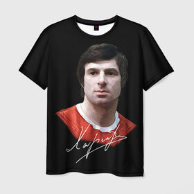 Мужская футболка 3D с принтом Харламов в Петрозаводске, 100% полиэфир | прямой крой, круглый вырез горловины, длина до линии бедер | валерий | сссp | харламов | хоккей | цска