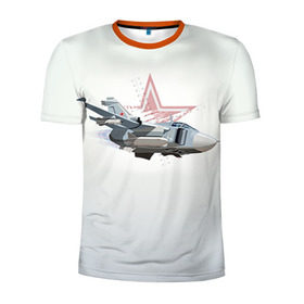 Мужская футболка 3D спортивная с принтом Су-24 в Петрозаводске, 100% полиэстер с улучшенными характеристиками | приталенный силуэт, круглая горловина, широкие плечи, сужается к линии бедра | авиация