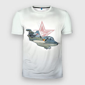 Мужская футболка 3D спортивная с принтом Су-25 в Петрозаводске, 100% полиэстер с улучшенными характеристиками | приталенный силуэт, круглая горловина, широкие плечи, сужается к линии бедра | авиация