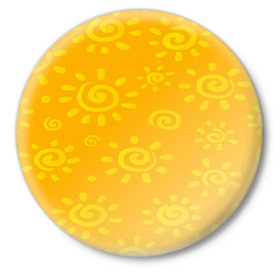 Значок с принтом Солнышко в Петрозаводске,  металл | круглая форма, металлическая застежка в виде булавки | желтый | паттерн | солнце | яркий