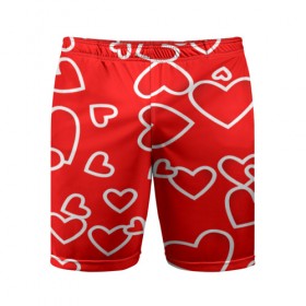 Мужские шорты 3D спортивные с принтом Сердечки в Петрозаводске,  |  | красный | паттерн | сердечки