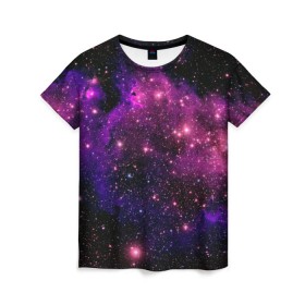 Женская футболка 3D с принтом Вселенная в Петрозаводске, 100% полиэфир ( синтетическое хлопкоподобное полотно) | прямой крой, круглый вырез горловины, длина до линии бедер | space | star | вселенная | звезды | космический | космос | планеты | пространство