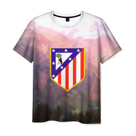 Мужская футболка 3D с принтом Атлетико Мадрид в Петрозаводске, 100% полиэфир | прямой крой, круглый вырез горловины, длина до линии бедер | атлетико